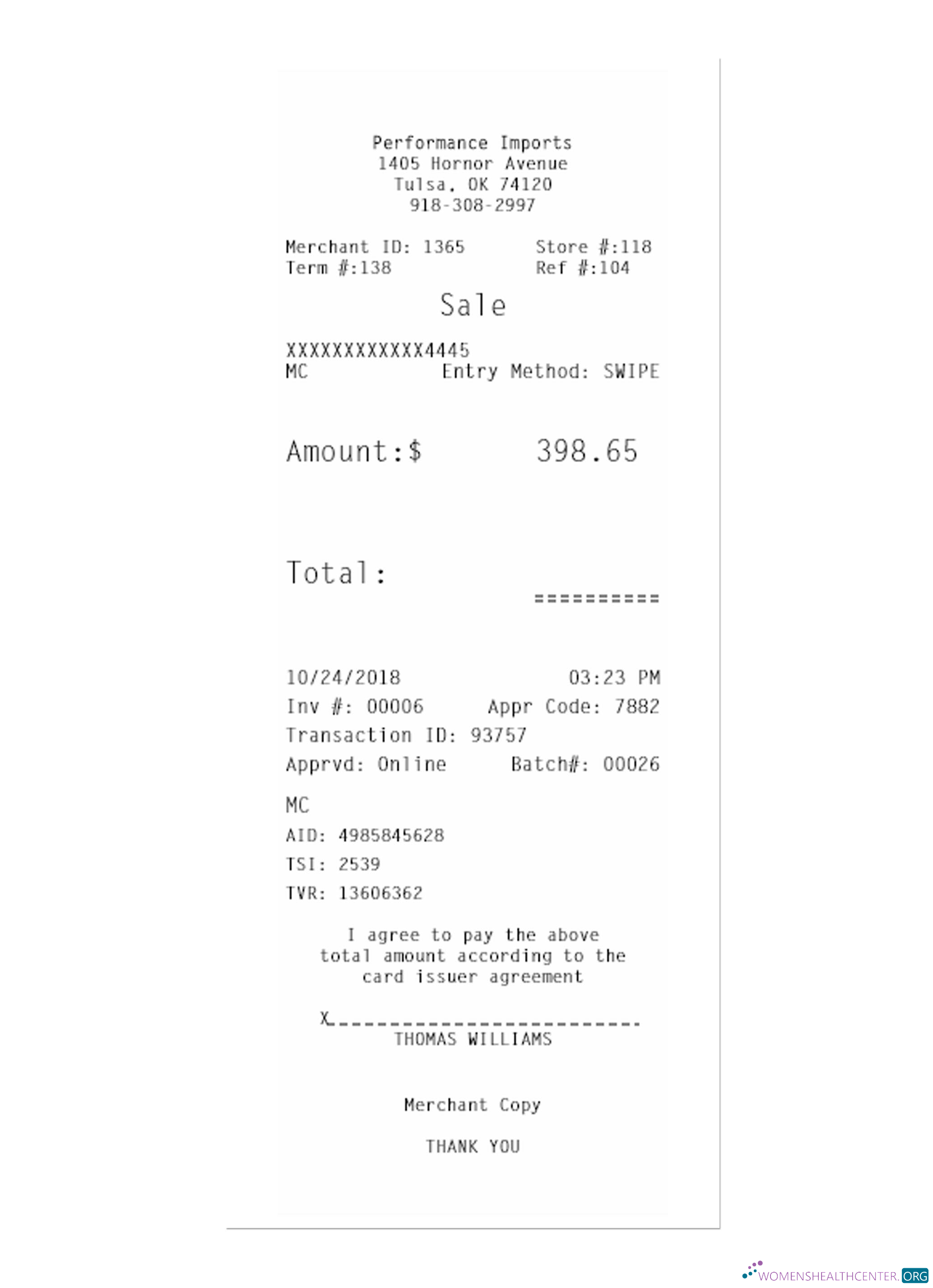 Download PERFORMANCE IMPORTS receipt (1) Photoshop template